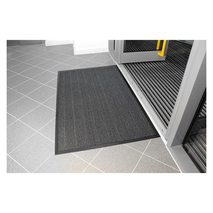 Covor pentru intrare Coba Vyna Plush 1.2x 1m liniar negru/gri