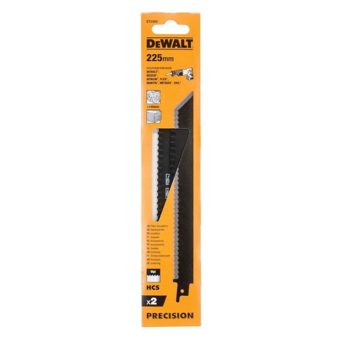 DeWALT - Panza HCS pentru fierastrau sabie 225mm, 2 bucati [DT2450-QZ]