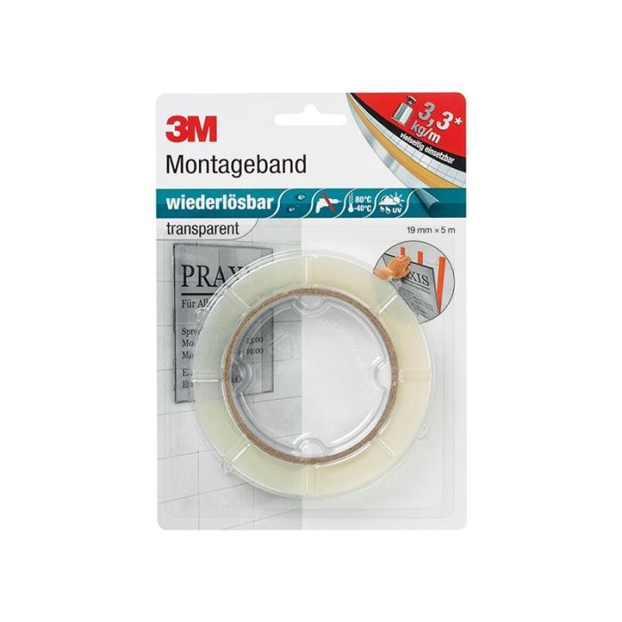 Banda dublu adeziva 3M 4658F, transparenta, 19mm, 5m