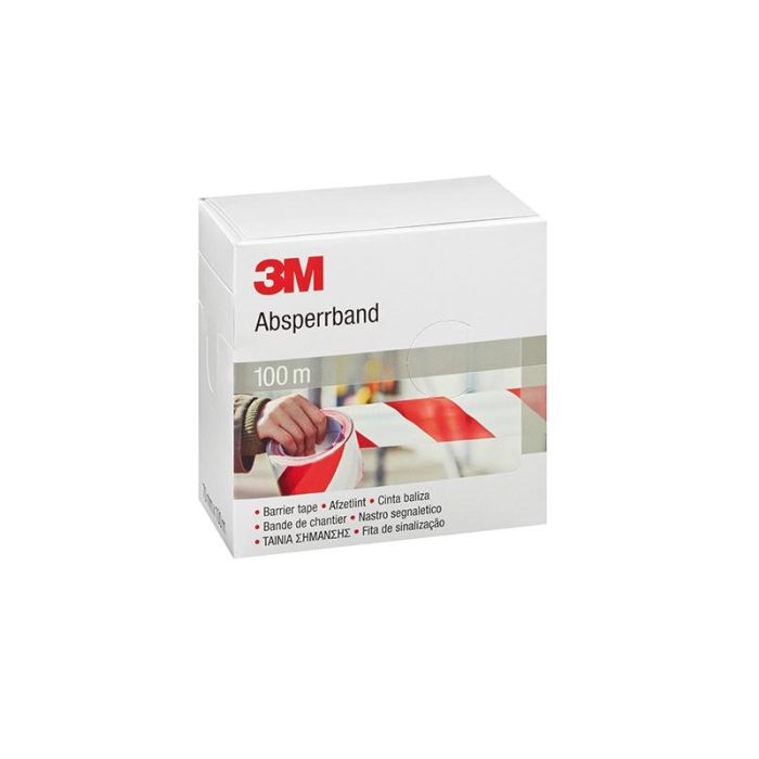 Banda marcare 3M, rosu/alb, 70mm, 100m