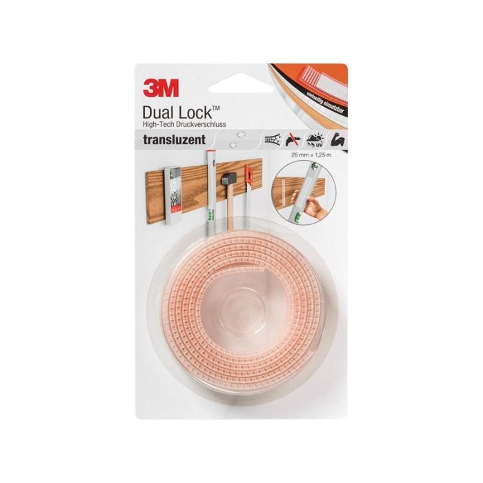 Banda adeziva velcro 3M Dual Lock SJ3560, transparent, 25mm, 1.25m