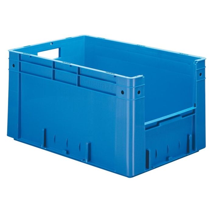 LA-KA-PE - Cutie depozitare, semi deschisa, 400x600x320mm, albastru, maxim 600kg, cu orificiu pentru maner [371320242]