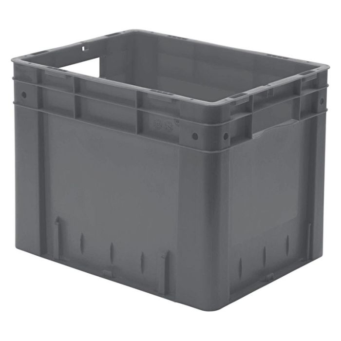 LA-KA-PE - Cutie stivuibila pentru transport 400x320x320mm, gri, maxim 600kg cu orificiu pentru maner [374320205]