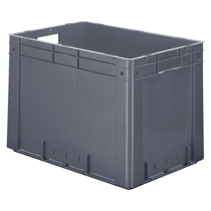LA-KA-PE - Cutie stivuibila pentru transport 600x400x420mm, gri, maxim 700kg cu orificiu pentru maner [VTK600/420-0grau]