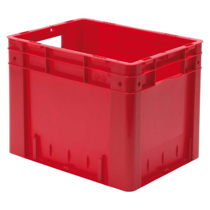 LA-KA-PE - Cutie stivuibila pentru transport 400x320x320mm, rosu, capacitate de incarcare 600kg cu orificiu pentru maner [374320201]