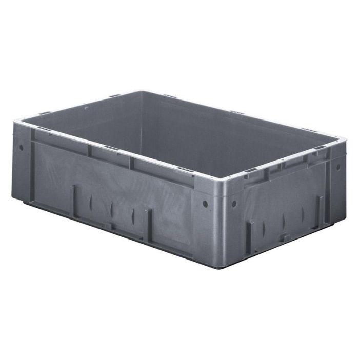 LA-KA-PE - Cutie stivuibila pentru transport 600x400x175mm, gri maxim 700kg fara orificiu pentru maner [VTK600/175-0grau]