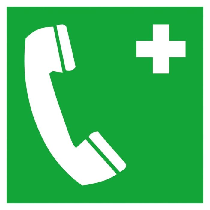 No Name - Indicator de evacuare aluminiu 200x200mm, telefon de urgenta, fotoluminiscent [4044589004062]