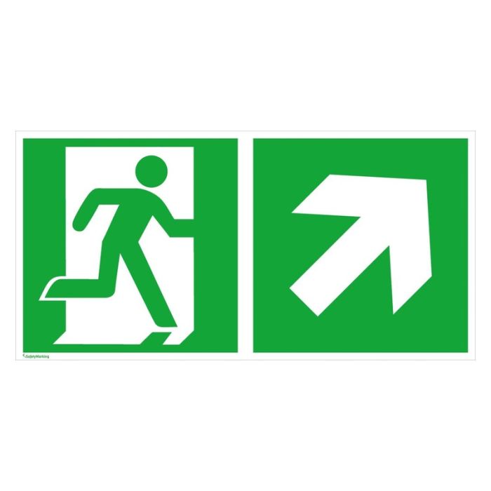 No Name - Indicator de evacuare din aluminiu 300x150mm iesire de urgenta pe dreapta, sageata in sus [4044589360687]