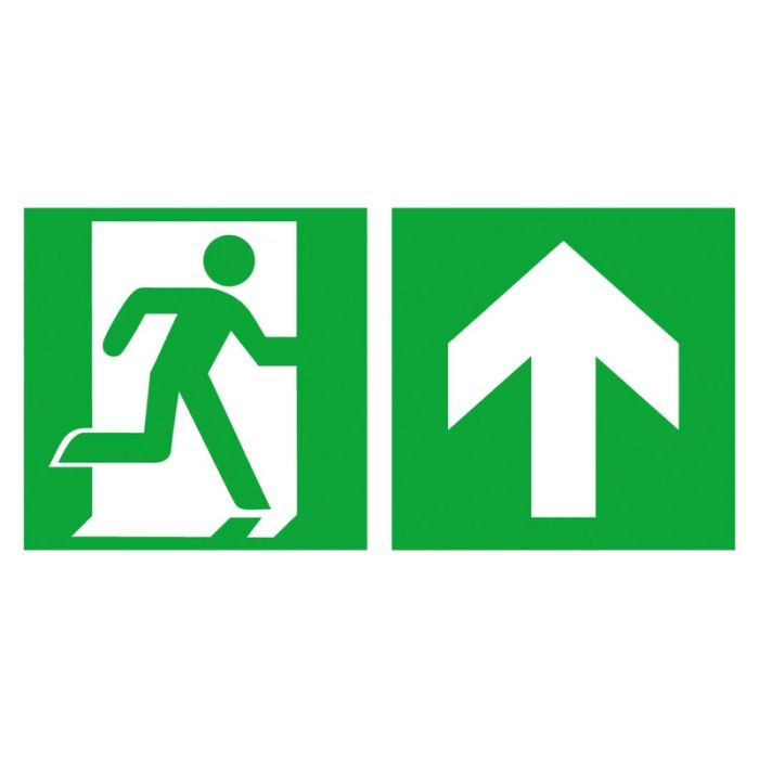 No Name - Indicator de evacuare din aluminiu 400x200mm iesire de urgenta, inainte pe dreapta, sageata in sus, fotoluminiscent [4044589251640]