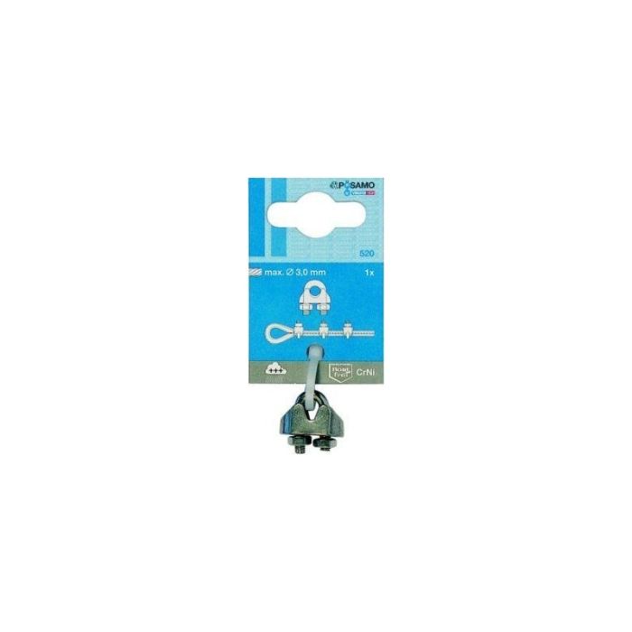 POSAMO - Brida cu piulita pentru cablu, DIN741, inox A4, 3mm/M4, 1/8" [2100600020]