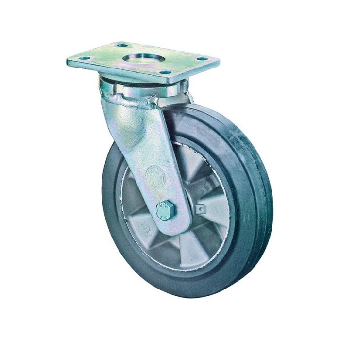 BS Rollen - Rotita pivotanta 160mm rr100.b80 placa, elastic negru, kl rr100.b80.160 [RR100.B80.160]