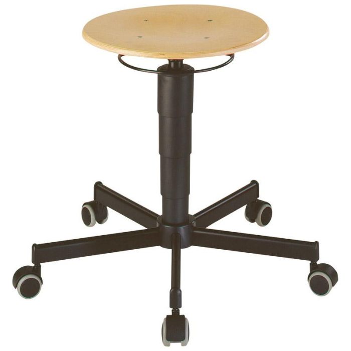 bimos - Scaun pivotant 9468-3000 scaun rotund din lemn inaltime scaun 460-630 mm cu roti [9468-3000]