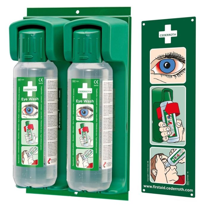 CEDERROTH - Suport de perete pentru sticle de 2x500 ml pentru spalarea ochilor [CE7202]