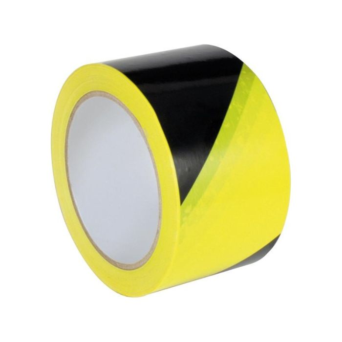 IKS - Banda adeziva de avertizare PVC, galben/negru, 60mm, 66m [4232095013]