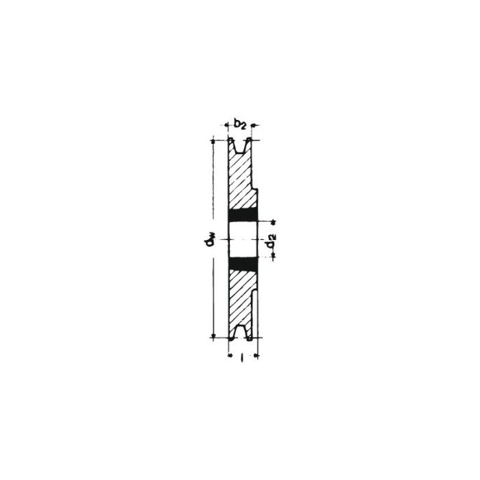 No Name - Fulie cu canelura in V, SPB/17, cu 2 caneluri, 224 mm, bucsa conica 2517 [4014486247107]