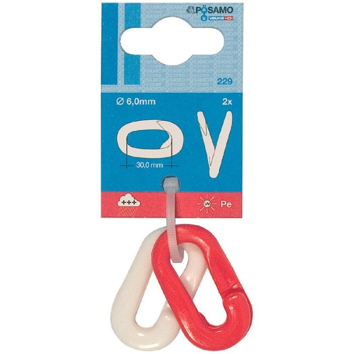 POSAMO - Legaturi de urgenta din plastic (sb) rosu/alb 6.0mm a 2 buc. [2100100055]