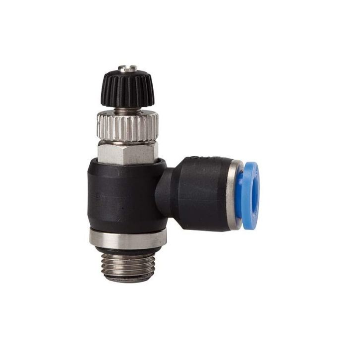RIEGLER - Drosel pneumatic, evacuare, filet 1/4, furtun ø 12mm [188.014-12]