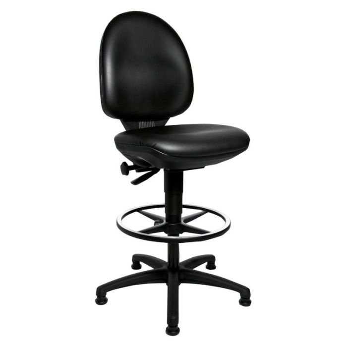 Topstar - Scaun de lucru Tec 50, negru, 590-840mm, piele sintetica, suport picioare [72250D10T]