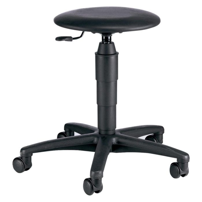Topstar - Scaun pivotant Tec 60, 400-530mm, piele artificiala, negru, cu roti [72260D10]