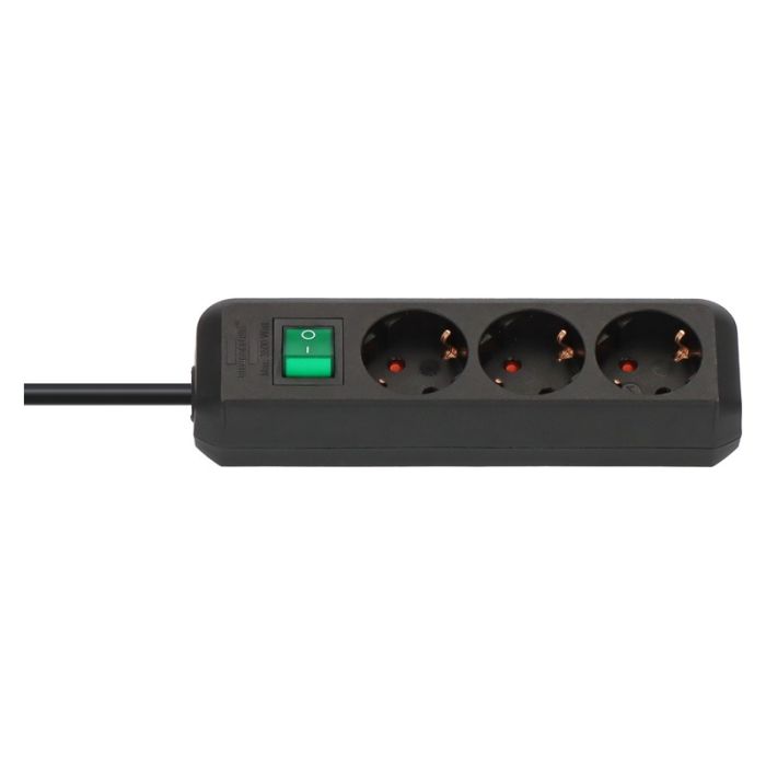 Brennenstuhl - Prelungitor Eco-Line cu 3 prize si intrerupator, H05VV-F 3G1.5, negru, 1.5m [1152300015]