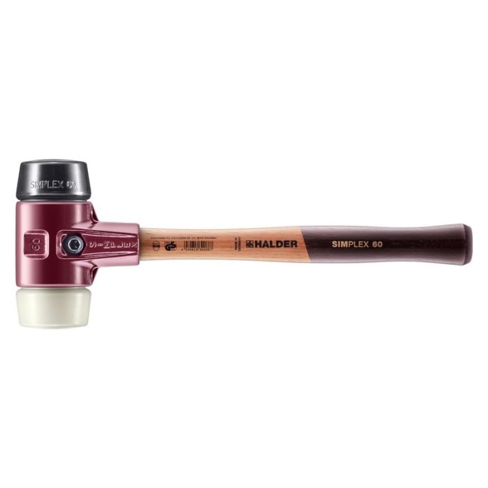 Halder - Ciocan SIMPLEX cu capete moi, cauciuc compozit - nylon, cu carcasa din fonta si coada din lemn de inalta calitate, 60 mm [3028.060]