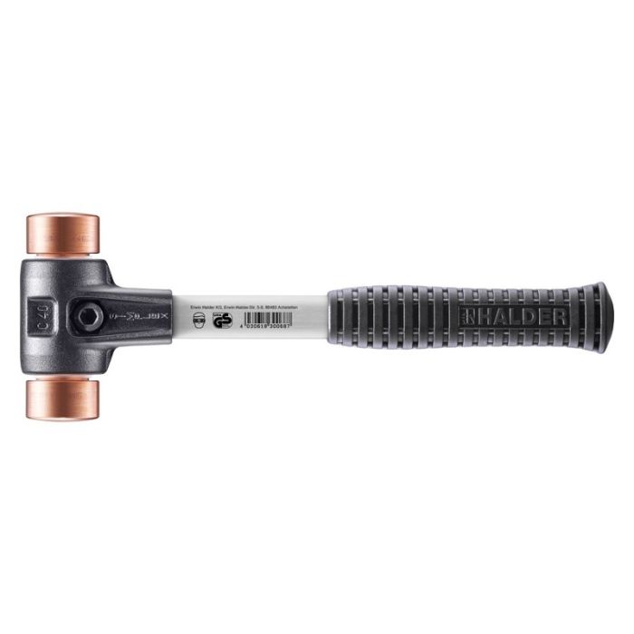 Halder - Ciocan SIMPLEX cu capete moi, cupru, cu carcasa din fonta si coada din fibra de sticla, 40 mm [3704.040]
