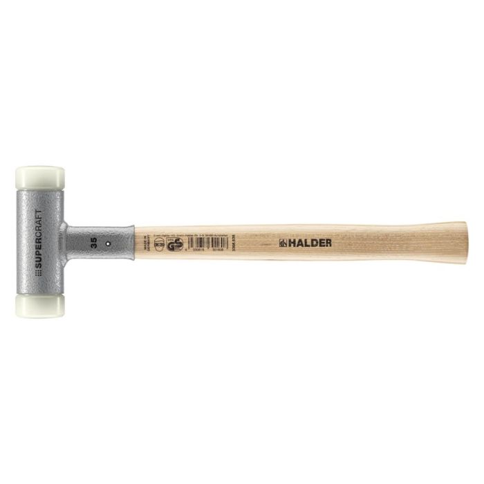Halder - Ciocan SUPERCRAFT cu capete moi cu reducerea vibratiilor cu maner ergonomic Hickory si lacuit, 35 mm [3366.035]