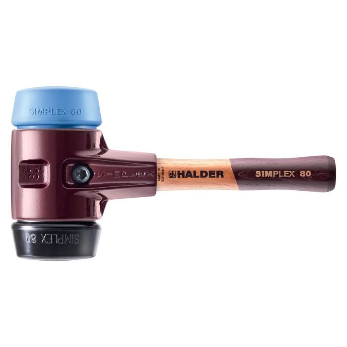Halder - Ciocan SIMPLEX cu capete moi, TPE mediu, cu carcasa din fonta si coada din lemn de inalta calitate, 80 mm [3012.082]