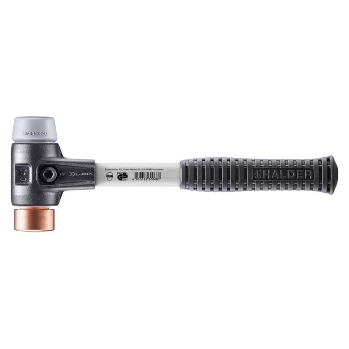 Halder - Ciocan SIMPLEX cu capete moi, TPE mediu - cupru, cu carcasa din fonta si coada din fibra de sticla, 40 mm [3734.040]