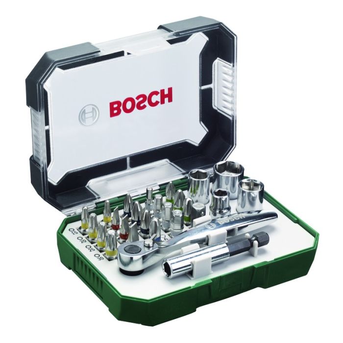 Bosch - Trusa 26 biti si tubulare + cheie cu clichet [2607017322]