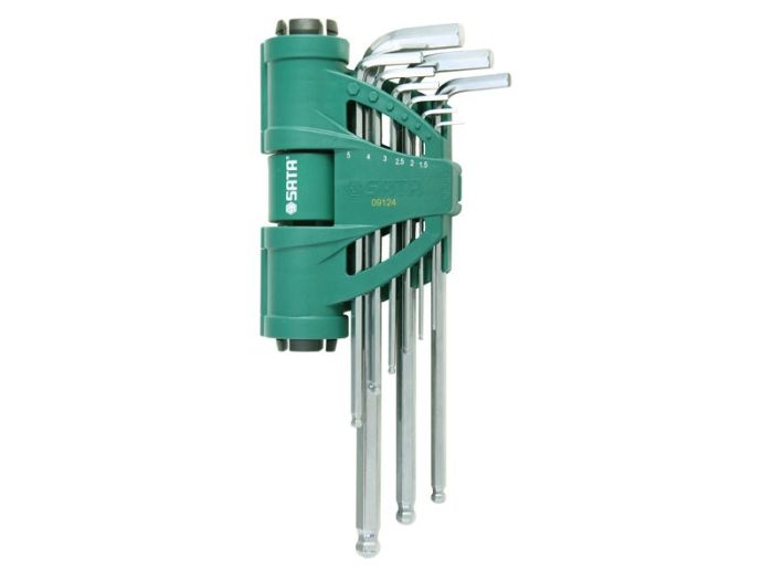 Sata - Set chei locas hexagonal extra lungi cap sferic 2-10mm cu maner / 9 piese [ST09124SJ]