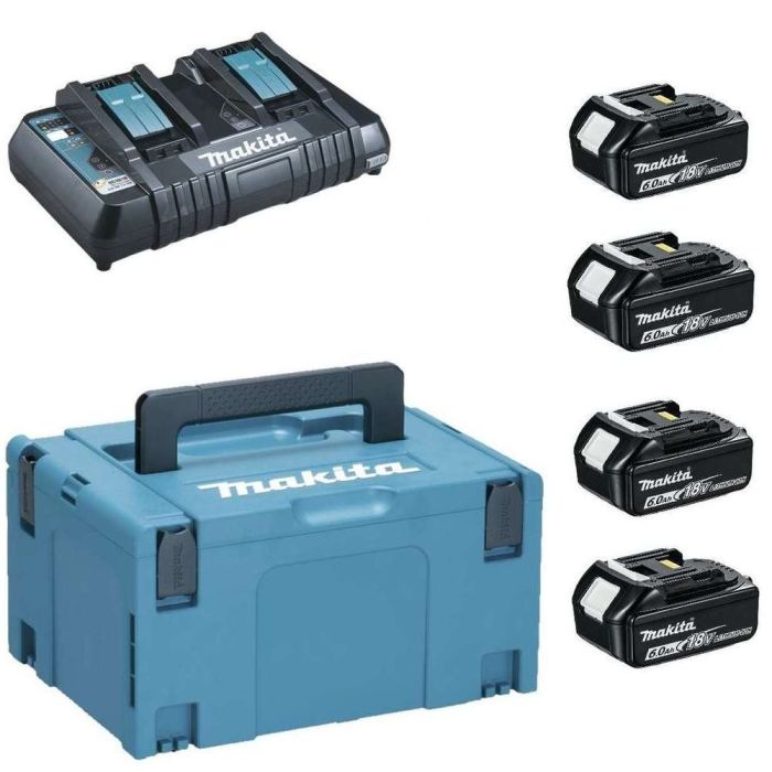 Set 4 acumulatori Makita BL1860B LXT, 18V, 6.0Ah si incarcator DC18RD