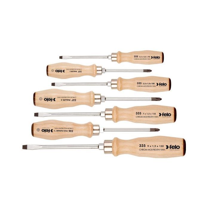 Felo - Set 7 surubelnite mecanice din lemn drepte 4.5/5.5/7/9 PH1/2 PZ2 [33597198]