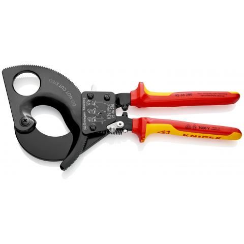 Cleste pentru taiat cablu Knipex cu clichet 280 mm VDE