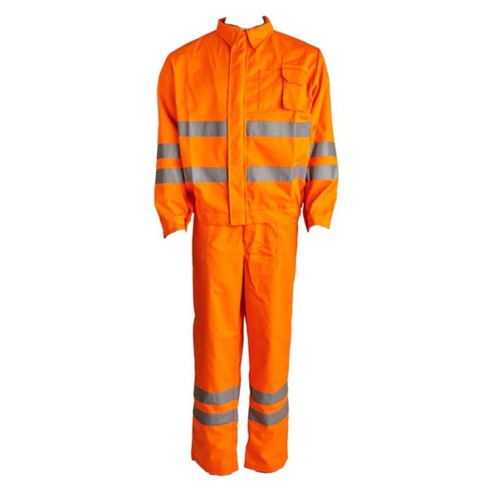 Costum cu pieptar FILIP marimea 52 portocaliu benzi reflectorizante bumbac cu poliester 245g/mp ENERGO