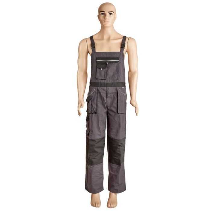 Pantalon cu pieptar COMET marimea 56 gri/negru bumbac cu poliester 190g/mp ENERGO