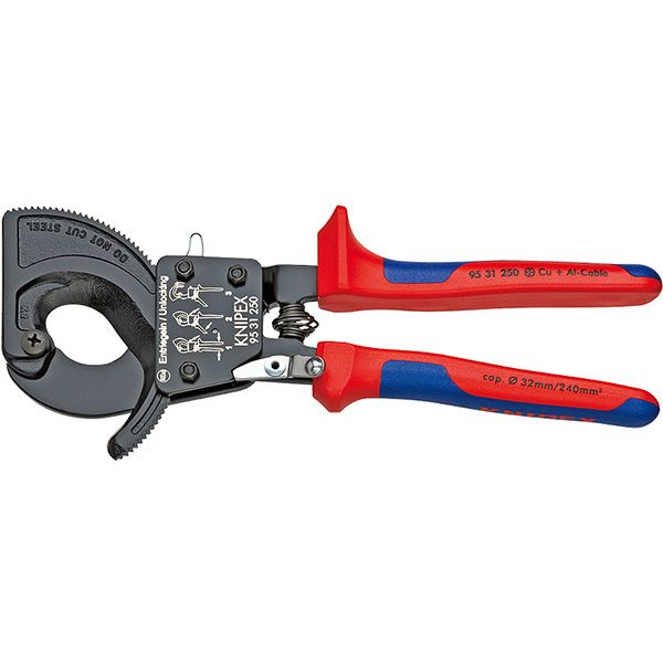Cleste pentru taiat cablu Knipex cu clichet 250 mm