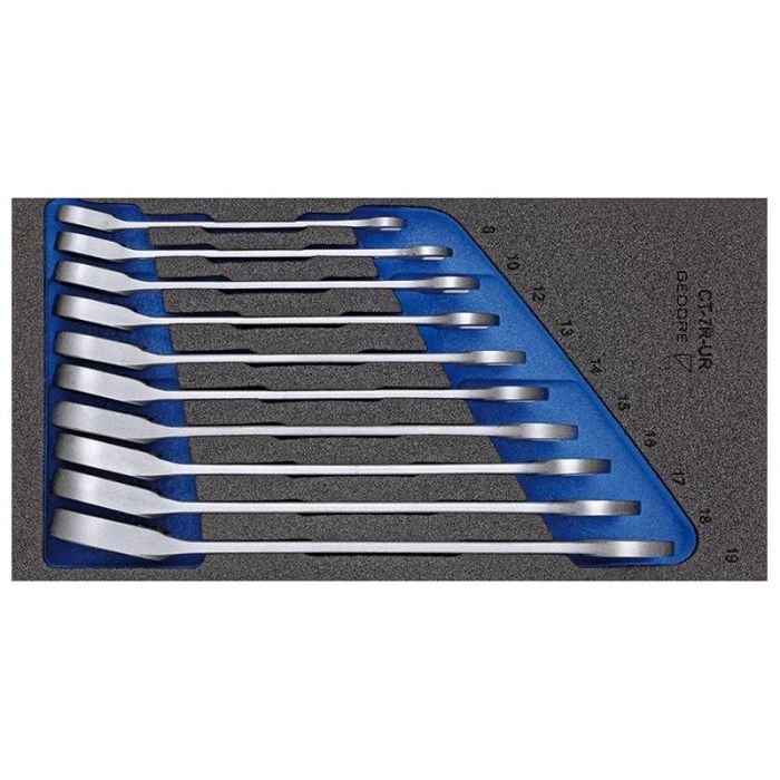 Set chei combinate inclinate cu clichet Gedore, 8-19mm, 10 piese