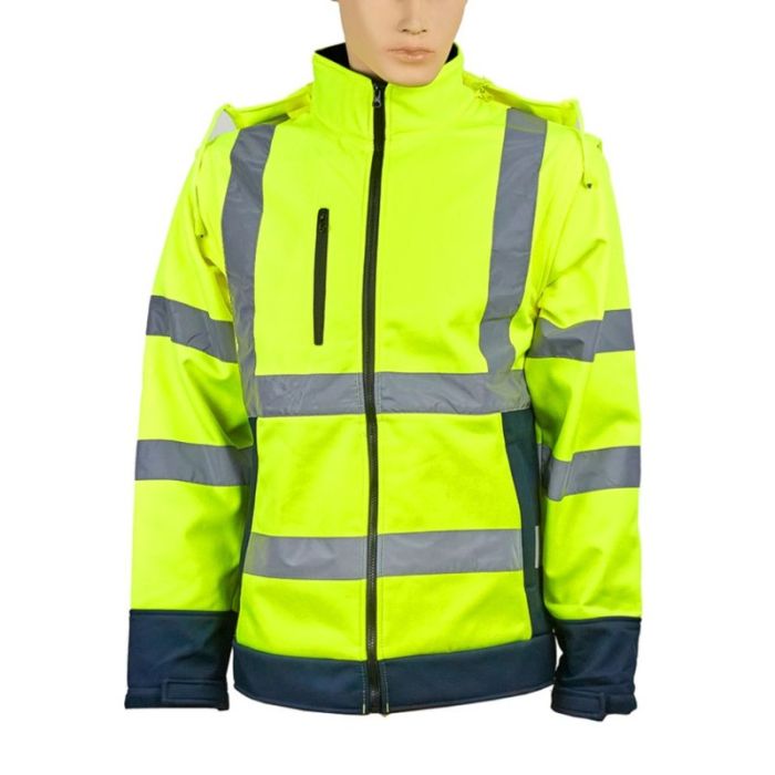 Jacheta iarna softshell CROSSROAD marimea S galbena reflectorizanta 2 in 1 320g/mp ENERGO