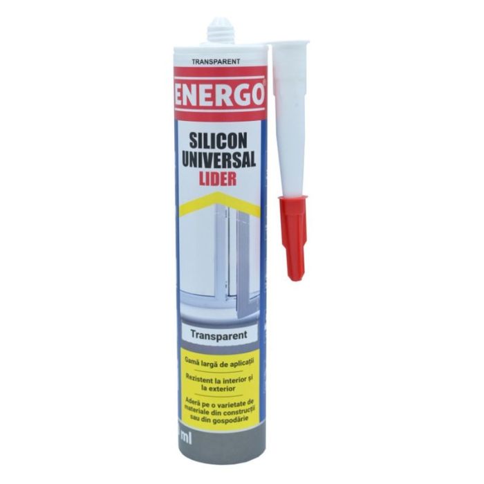 Silicon etansant LIDER universal transparent pentru lemn plastic sticla ceramica cartus 280ml ENERGO