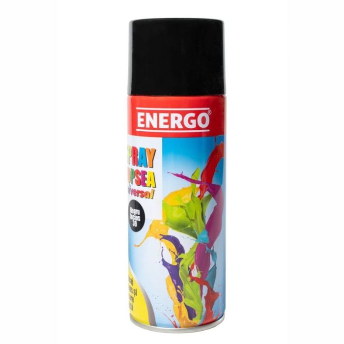 Spray vopsea UNIVERSAL negru lucios 39 volum 450ml ENERGO