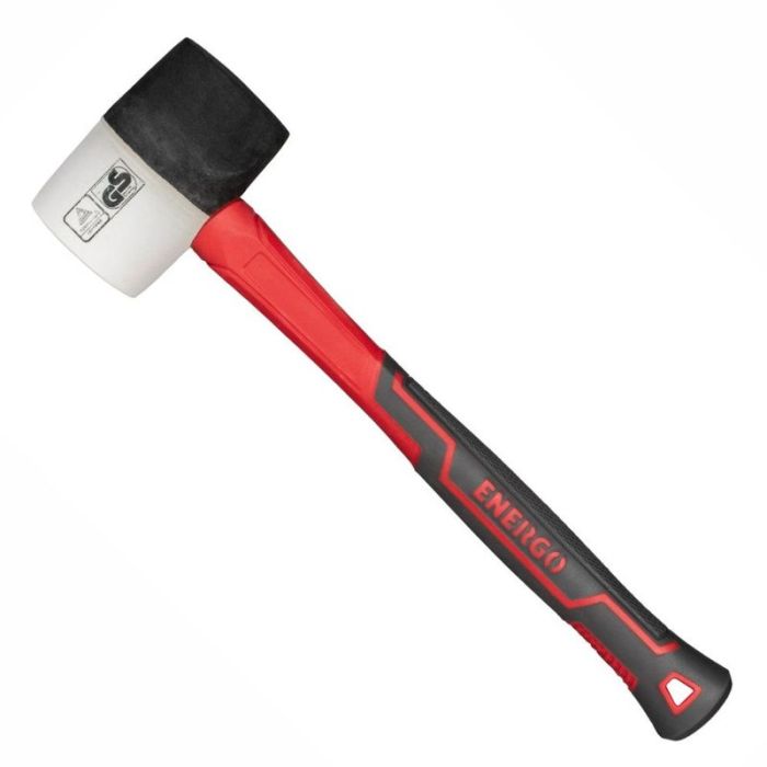 Ciocan cauciuc IMPACT 260 g alb-negru maner fibra ENERGO