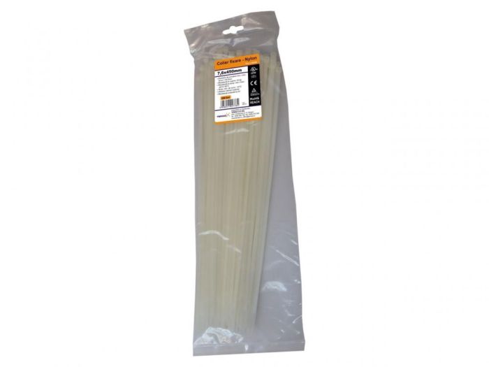 Colier fixare nylon 7.6x450mm, alb, 100 bucati [290410]