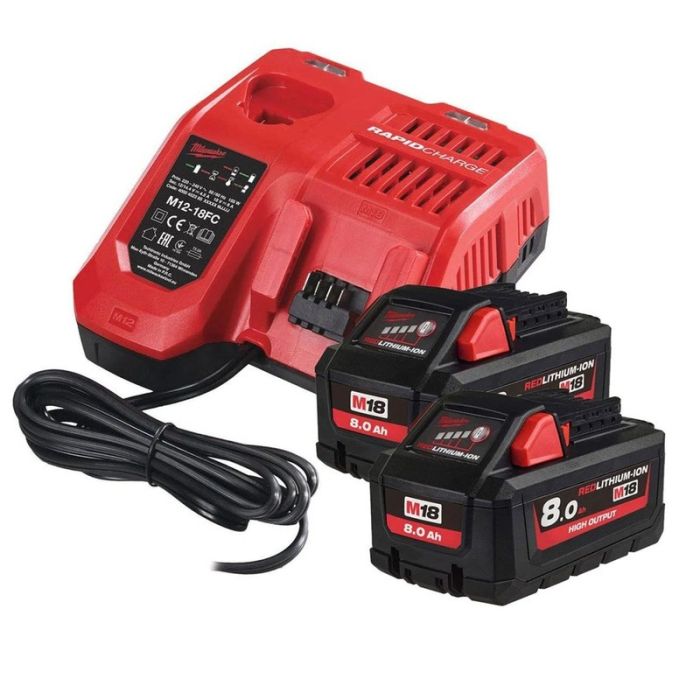 Set 2 acumulatori si incarcator Milwaukee M18 HNRGO4-802