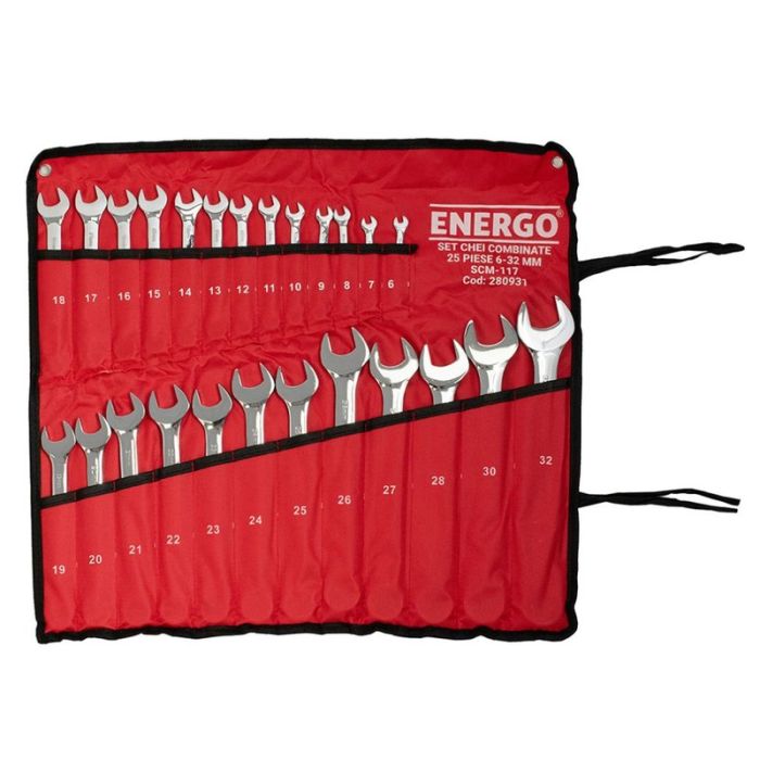 Set chei combinate SCM-M-117 6-32mm varianta-scurta profil-standard husa-textila 25-piese ENERGO ZZ