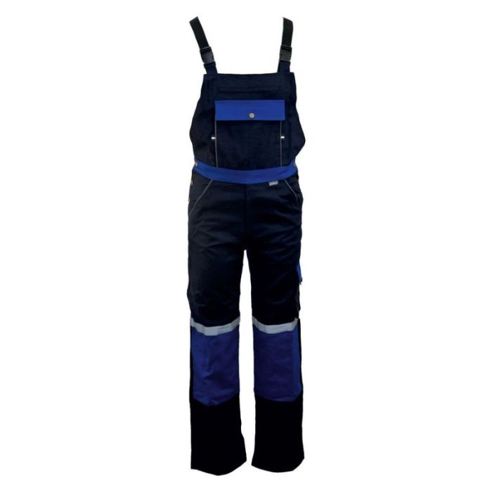 Pantalon cu pieptar PLUTO marimea 52 albastru marin/albastru bumbac 275g/mp ENERGO