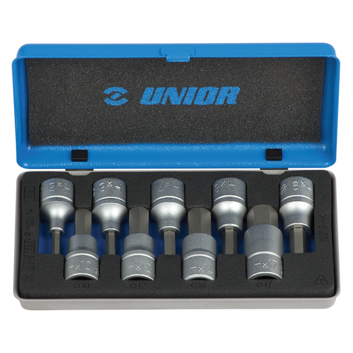 Set capete chei tubulare Unior 192/14, 1/2", HEX, 9 piese