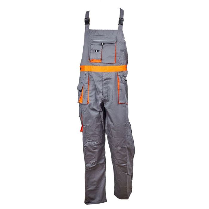 Pantalon cu pieptar STAR marimea 56 gri/portocaliu bumbac cu poliester 235g/mp ENERGO