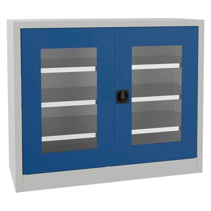 Dulap cu geam transparent Pavoy 1000x500x1200mm gri/albastru