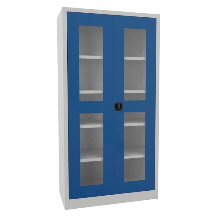 Dulap cu geam transparent Pavoy 1950x500x1000mm gri/albastru